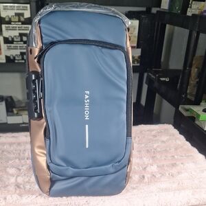 Fashion Men's/ Womans Sling Bag in Blue and Bronze